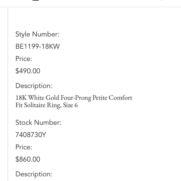 0.80 Carat Engagement Ring, 18K - Picture 6 of 6